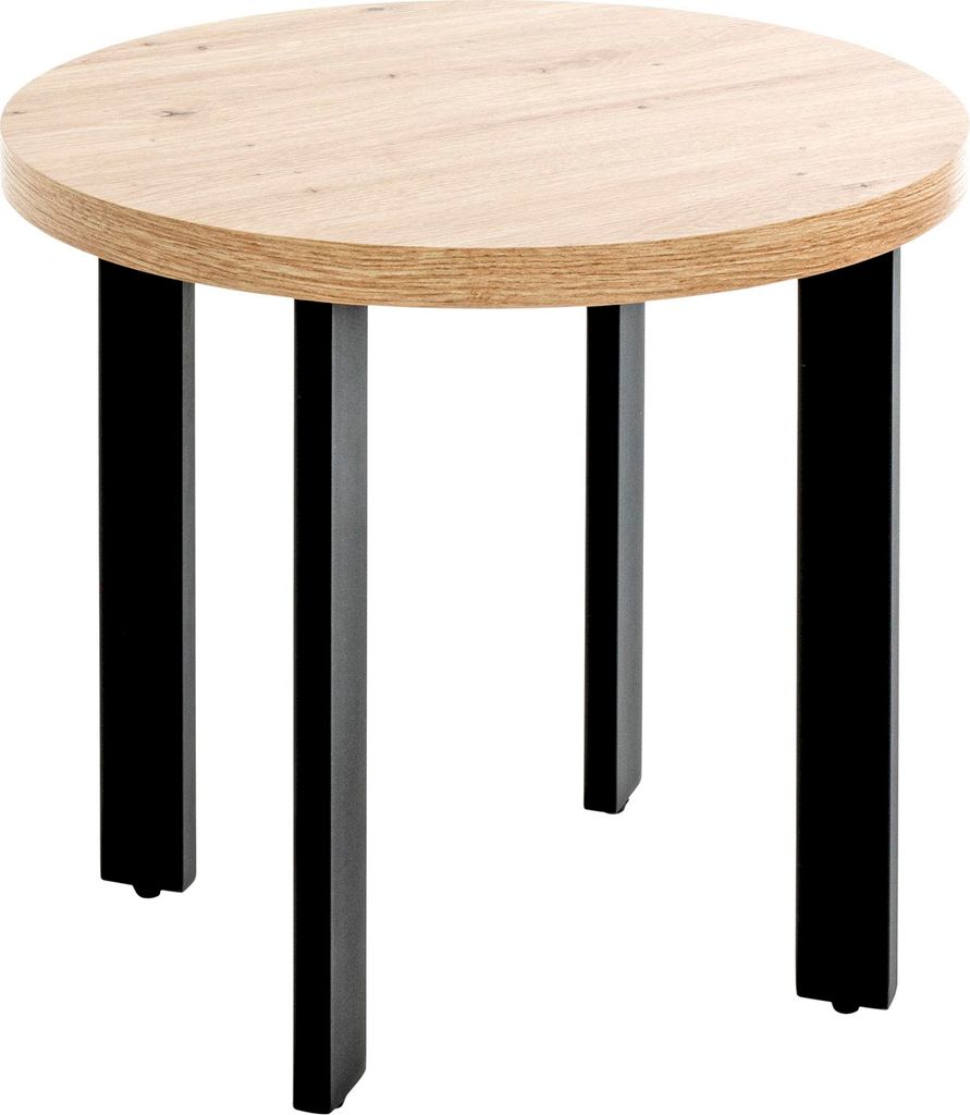 HAKU Beistelltisch Couchtisch Eiche hell, schwarz - MDF, Metall, B/H/T: 50x46x50 cm