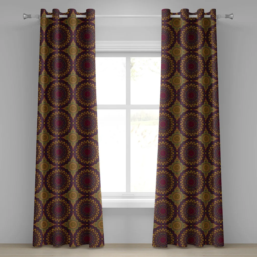 Rideau à œillets marocain ABAKUHAUS 280x175 cm design mandala prune