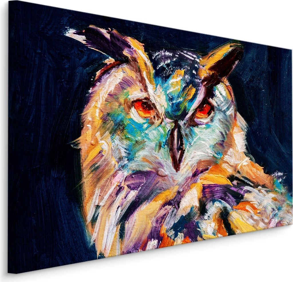 Fabelhafte Canvas LEINWAND BILDER 100x70 cm XXL Kunstdruck Natur Vögel Gemalte Eule