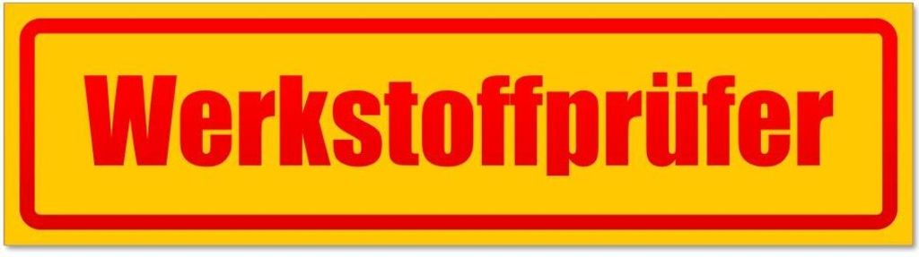 Kiwistar - Autoaufkleber - Rot - 20 x 5,3 cm - Werkstoffprüfer invertiert - Hinweis Aufkleber Sticker für Auto, Kfz, Fahrrad, PKW, LKW
