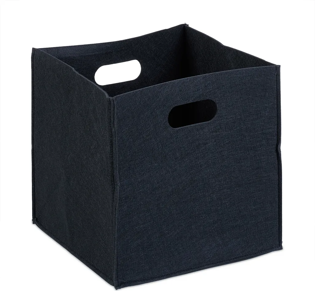Relaxdays lot de 10 paniers carrés en feutre noir pour étagère Cube