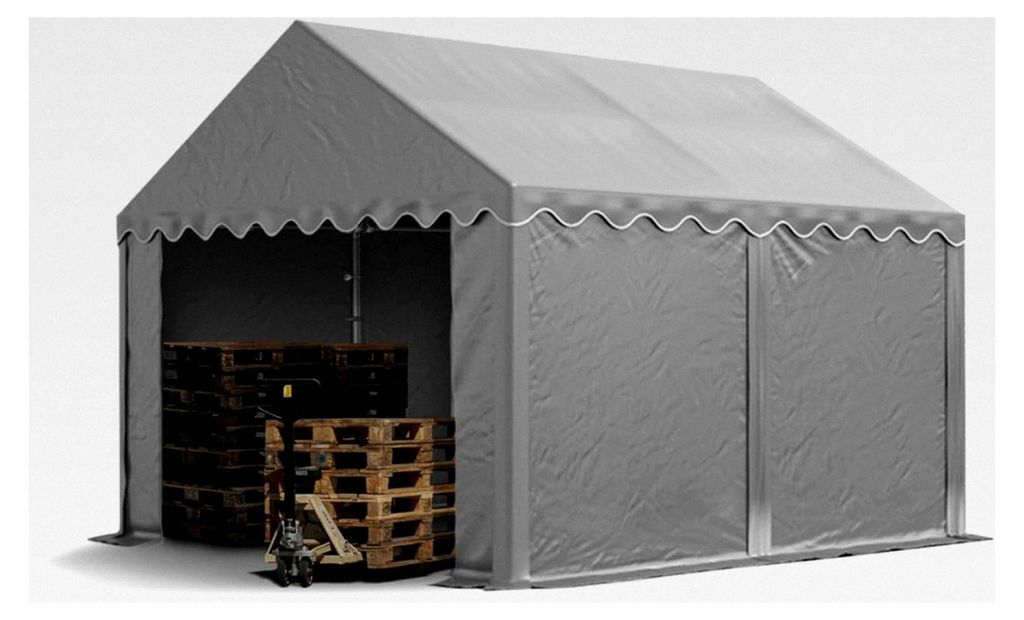 Lagerzelt 3x4 m Unterstand Weidezelt PVC Plane 700 N wasserdicht grau