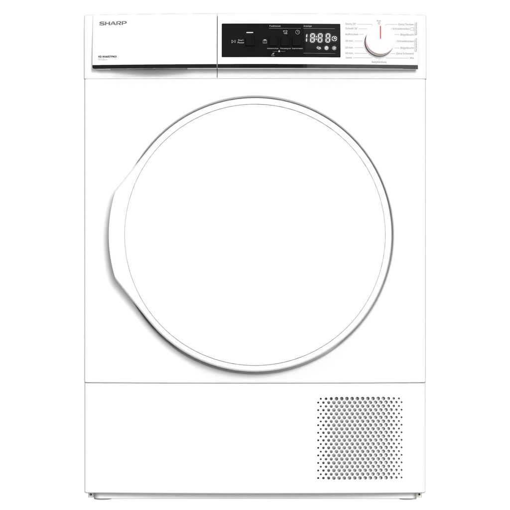 Sharp KD-NHA8S7PW21-DE Wärmepumpentrockner 8kg 15Programme SoftTouch-Bedienung