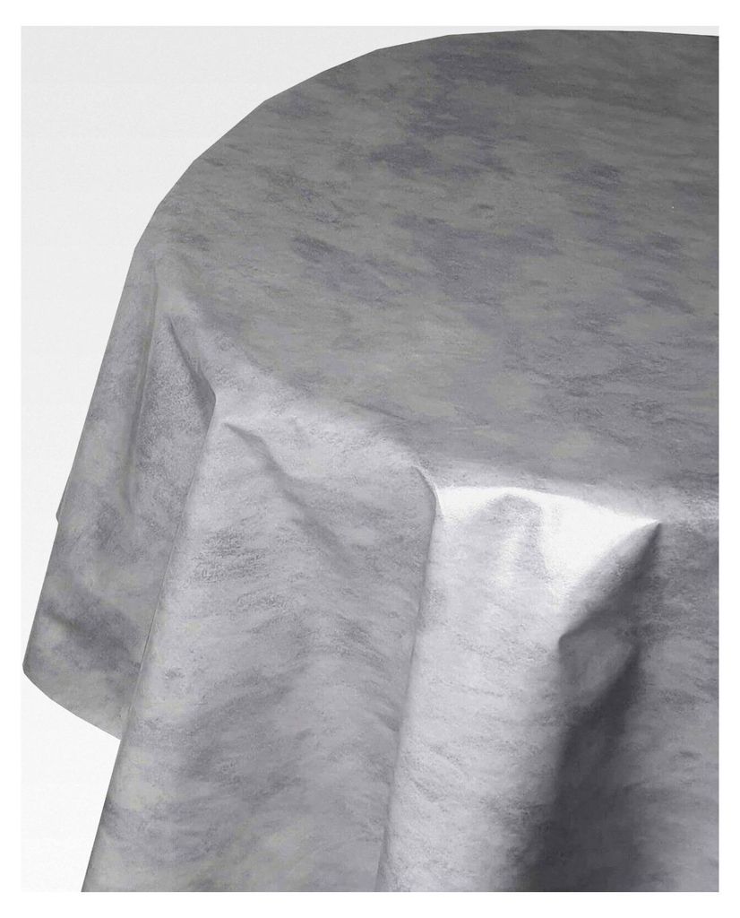 Runde ovale Wachstischdecke leicht marmoriert, Größe und Farbe wählbar, Durchmesser ca. 140 cm, Grau, abwaschbar