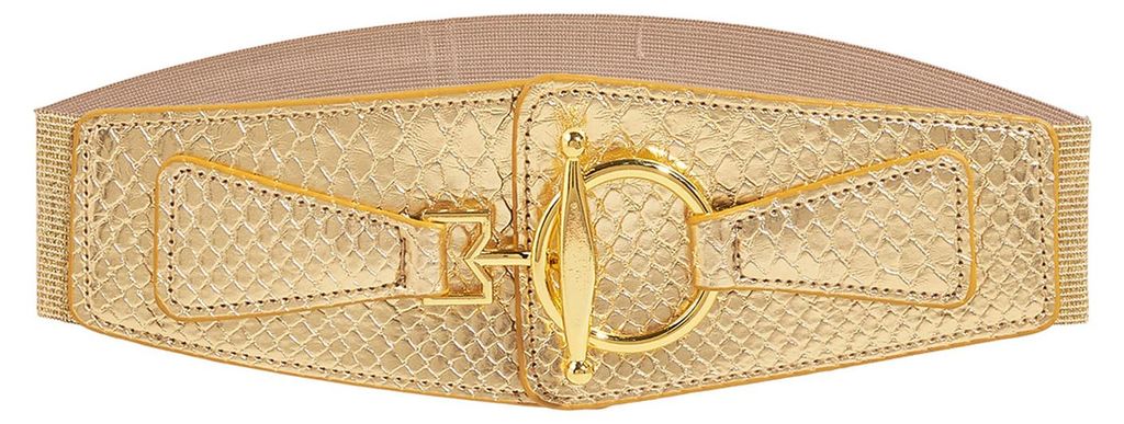 Damen-Elastikgürtel mit goldener Schnalle, strapazierfähig, breite Kante, dehnbarer Bund, modisches Accessoire für Hemden, Mäntel und Kleider