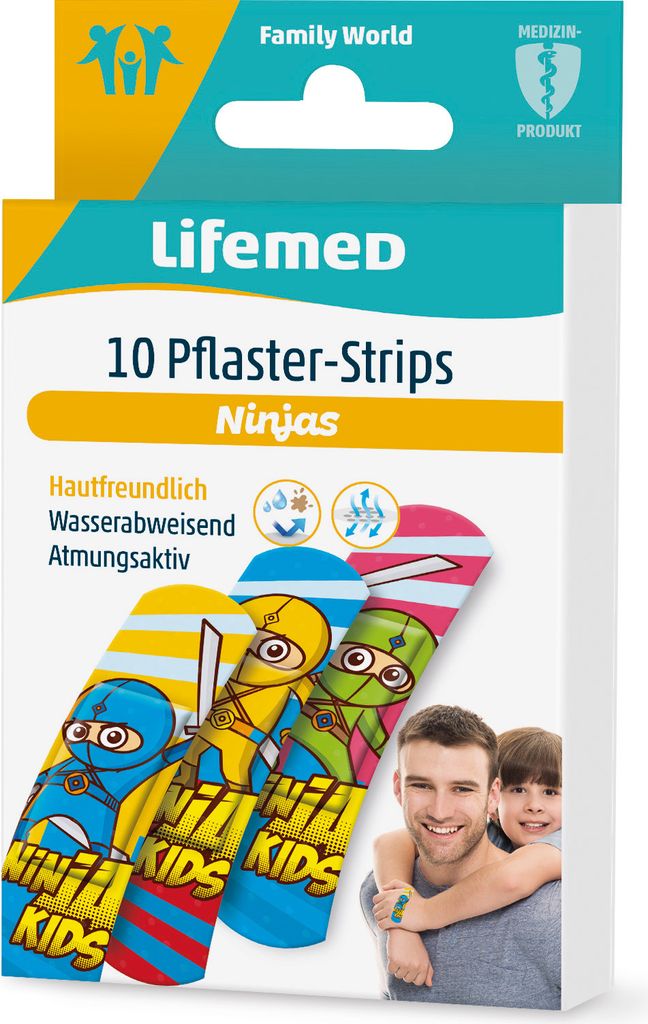 Lifemed Kinder-Pflaster-Strips "Ninjas" 10 Stück