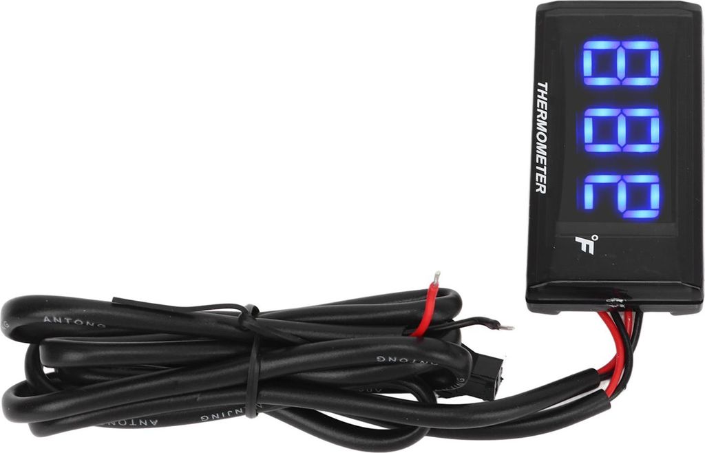 LCD-Motorrad-Thermometer, ultradünn, wasserdicht, Wassertemperaturmesser mit 10 mm Zündkerzenadapter, DC12 V, Blau