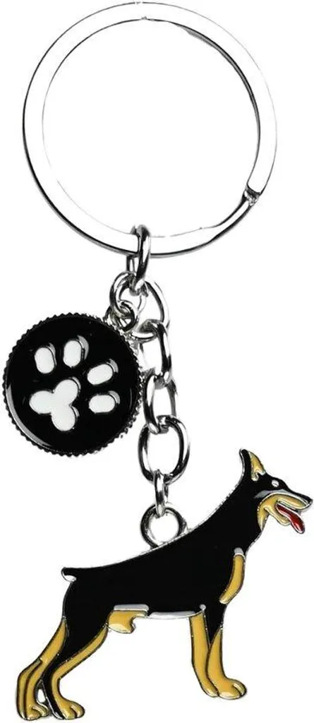 Porte-clés métallique chien Doberman personnalisable pour sac à main