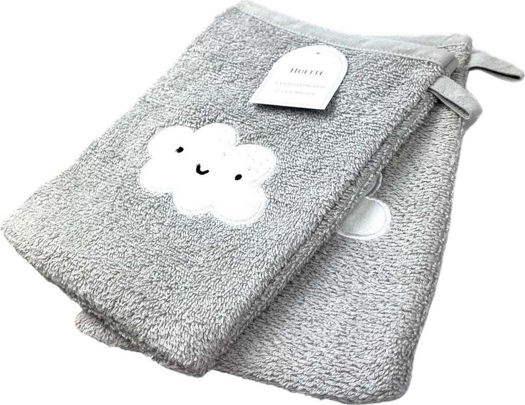 2er Pack Baby Waschhandschuhe » Set 2 Kinder Waschlappen Frottee » 21 x 15 cm reine Baumwolle » Wasch Handschuhe: Grau Farbe: Grau