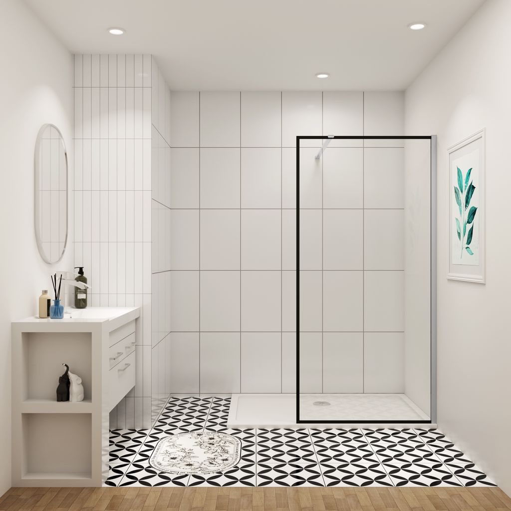 8mm NANO Glas Duschwand (1180-1200mm)120x200cm Walk in + N:90cm Stabilisator Duschabtrennungen Dusche