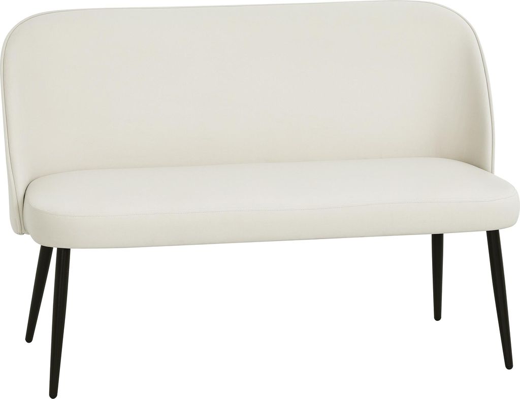 2-Sitzer-Sofa, moderne Polstercouch mit Metall- und Holzrahmen, samtartiger Stoffbezug, Beige