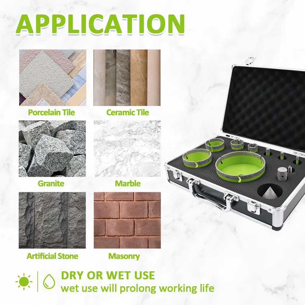 Jeu de forets diamantés M14 coffret 11 pièces pour meuleuse