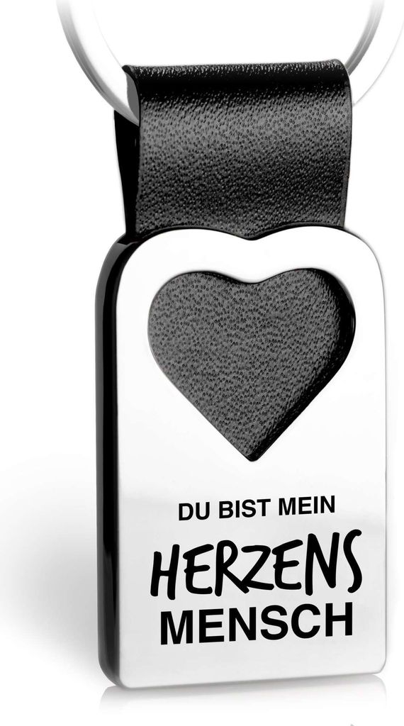 FABACH Herz Schlüsselanhänger mit Gravur aus Leder - Geschenk Anhänger für Partner, Beste Freundin, Bester Freund - Herzensmensch
