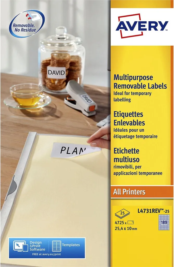 Étiquettes Avery L4731REV-25 : Marquez Sans Laisser de Traces 25,4 x 10 mm