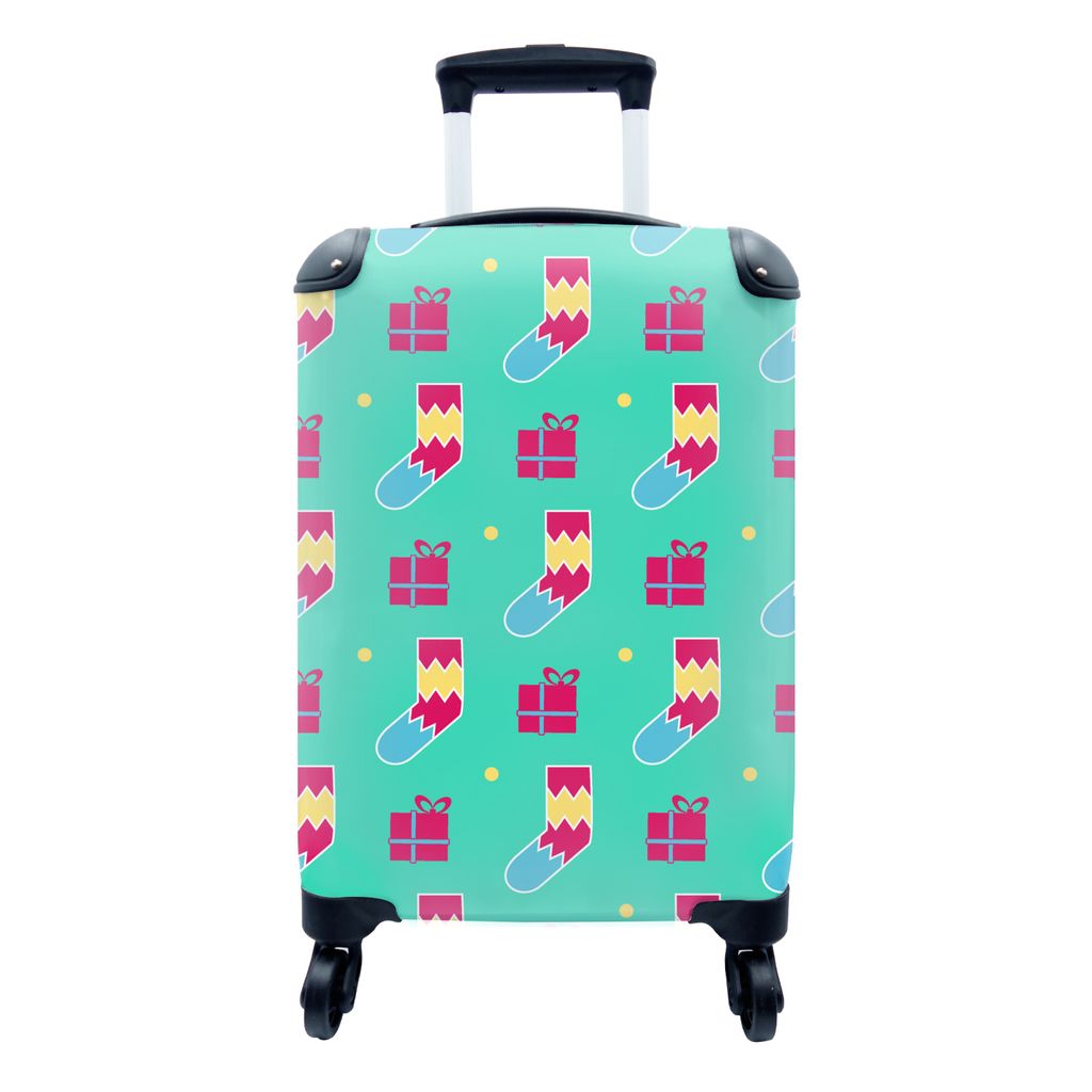 MuchoWow Koffer Handgepäck Trolley Rollkoffer Kleine Reisekoffer mit 4 Rollen - Socken - Geschenk - Schnittmuster - Cabin Size < 55x40x23 cm & 5...