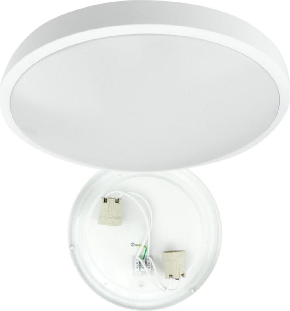 LED plafondlamp, rond, wit, opbouwmodel, 2 x E27, 30 cm. Productafbeelding 