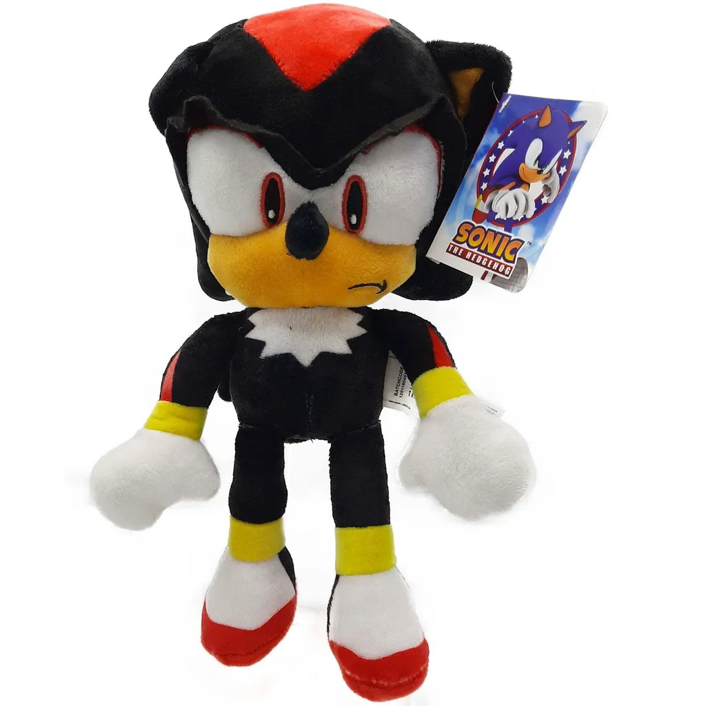 Peluche Shadow 30 cm douce, figurine textile Sonic noire