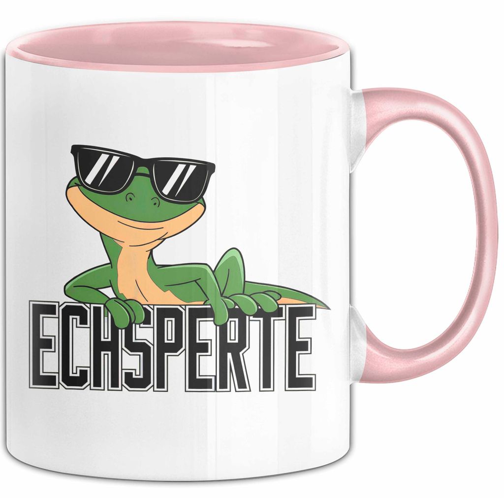 Reptil Leopardgecko Echse Tasse Geschenk Lustige Geschenkidee Spruch Echsperte (Rosa)