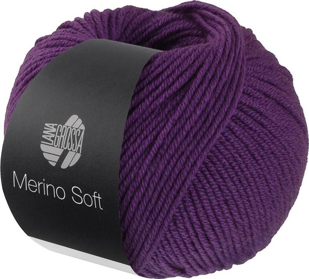 A ball of purple yarn with a black label.