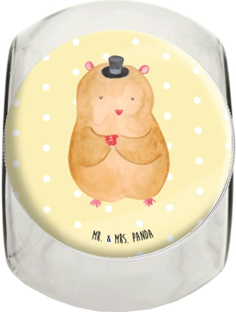 Mr. & Mrs. Panda Kaffeedose Hamster Hut L 870ml - Gelb Pastell - Geschenk, gewürzglas, Zauberer, Bonbonglas, Zylinder, Teedose, Magier, Lustige Sp...