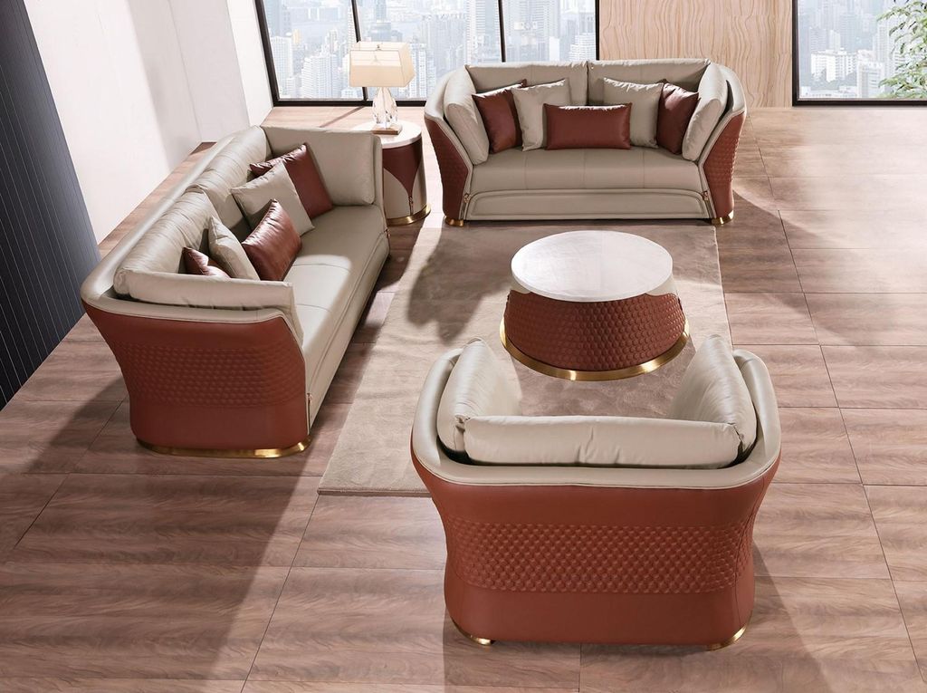 Wohnlandschaft Sofas Couch Polster Sofa 3 Sitzer Garnitur Ledersofa Modern Neu