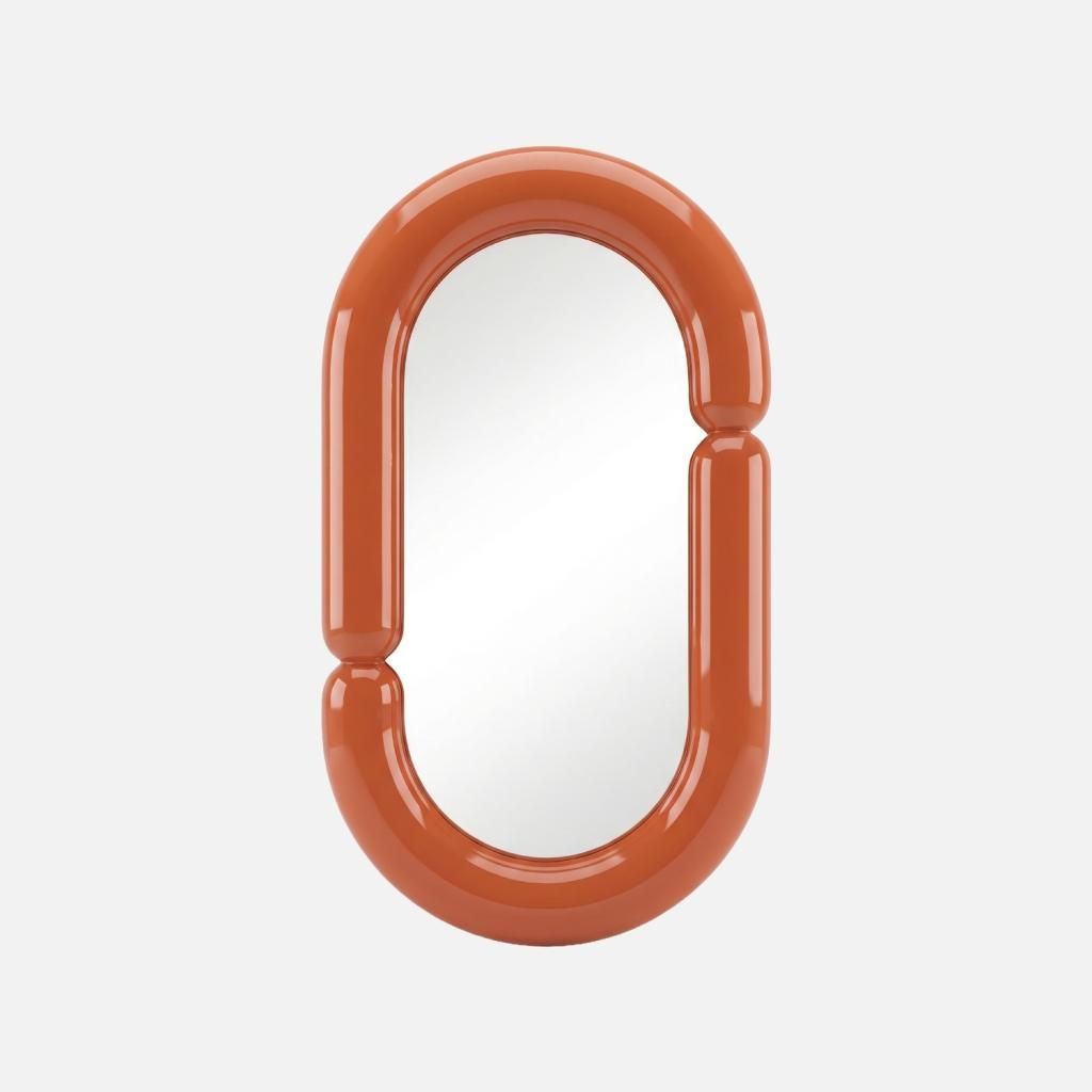 sweeek - Ovaler Spiegel mit glossy Finish 70cm - Orange Produktbild 