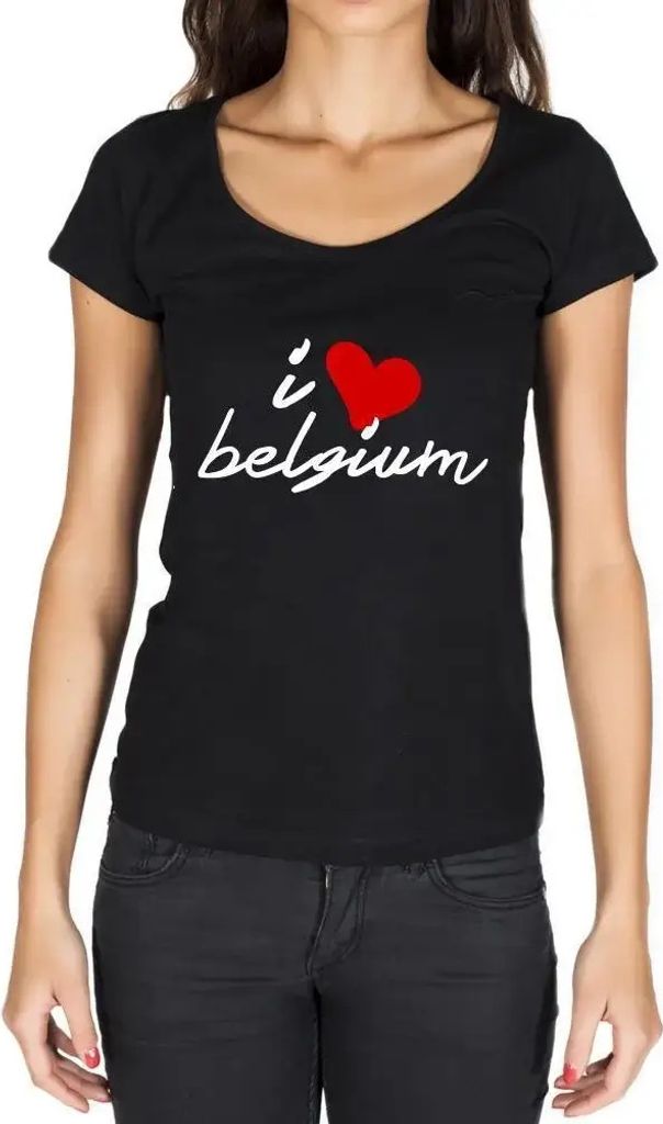 Damen Grafik T-Shirt Ich liebe Belgien – I Love Belgium – Öko-Verantwortlich Vintage Jahrgang Kurzarm Lustige Druck Geburtstag Geschenk Frau
