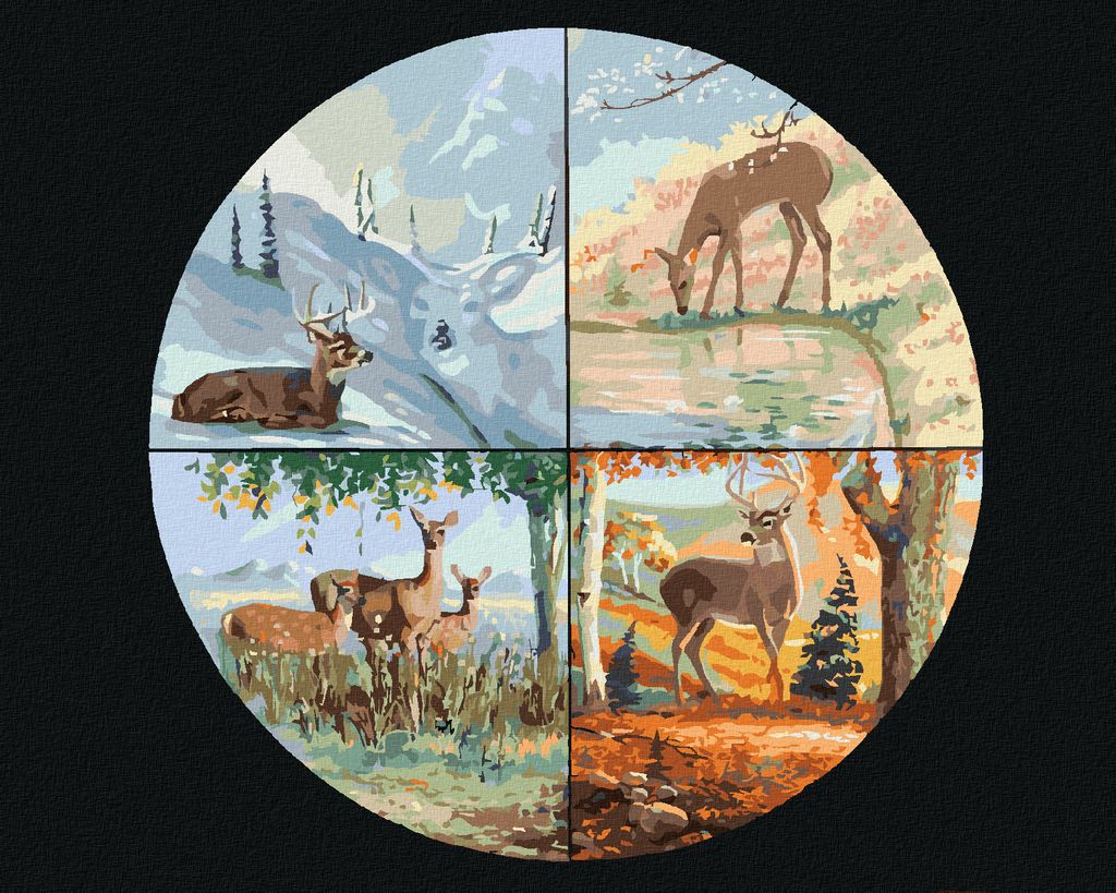 Zuty - Malen nach Zahlen - RICKE UND VIER JAHRESZEITEN (D. RUSTY RUST), 40x50 cm, mit Keilrahmen (bereits gespannt)