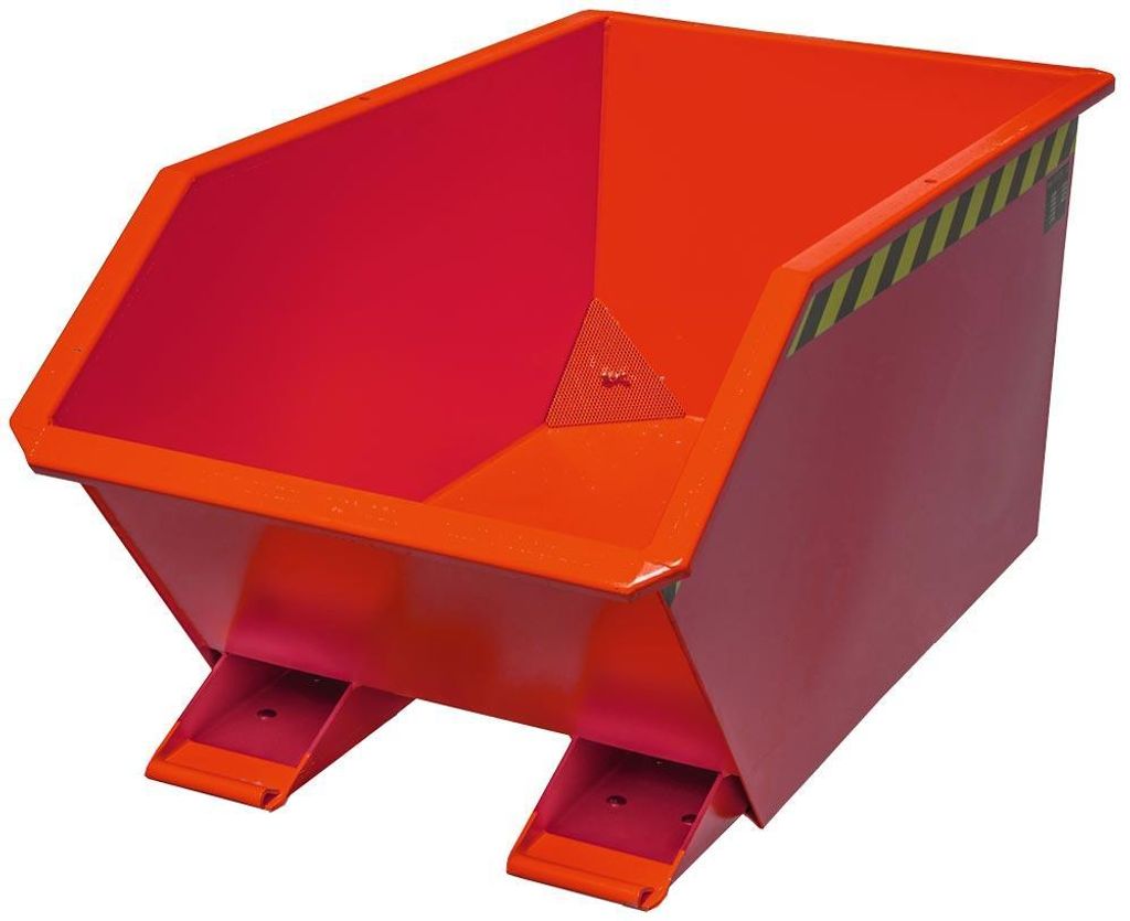 Späne-Selbstkippbehälter, Volumen 0,3 cbm, LxBxH 1440x680x580 mm, lackiert RAL 3000 rot