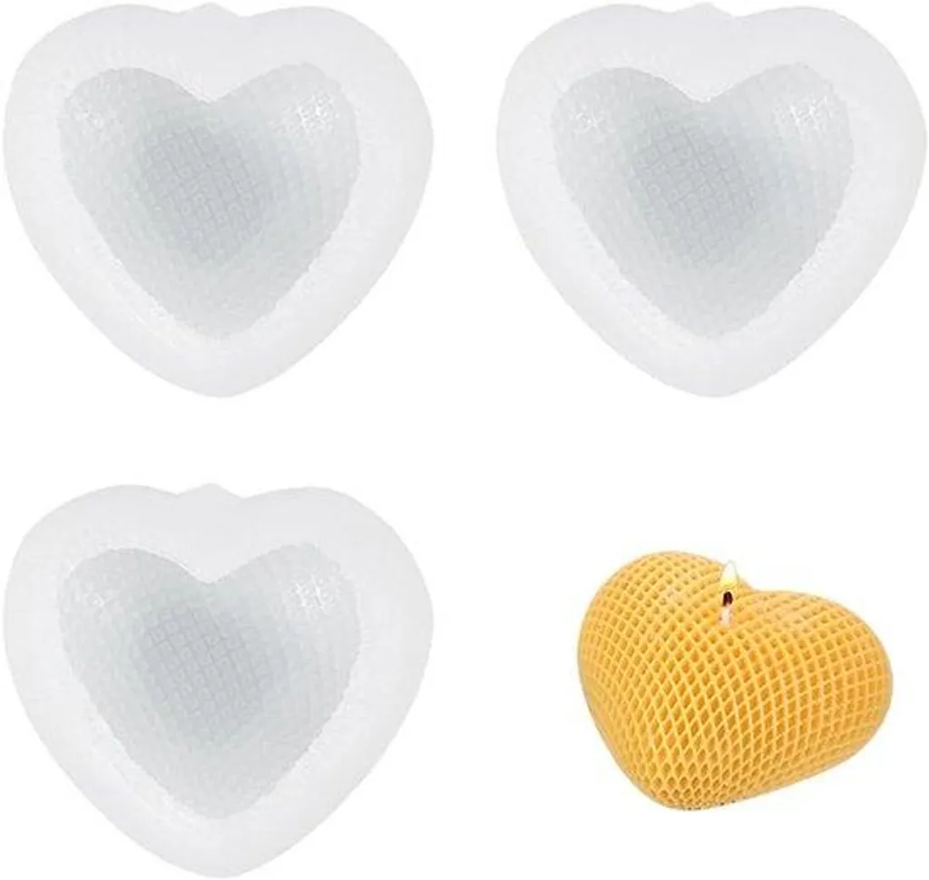 Moule à bougie cœur en silicone pour fabrication DIY et résine d'art