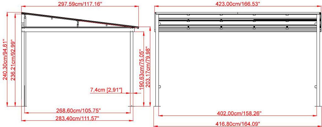 Sojag Aluminium Terrassenüberdachung St. Barth 1014 Produktbild 5