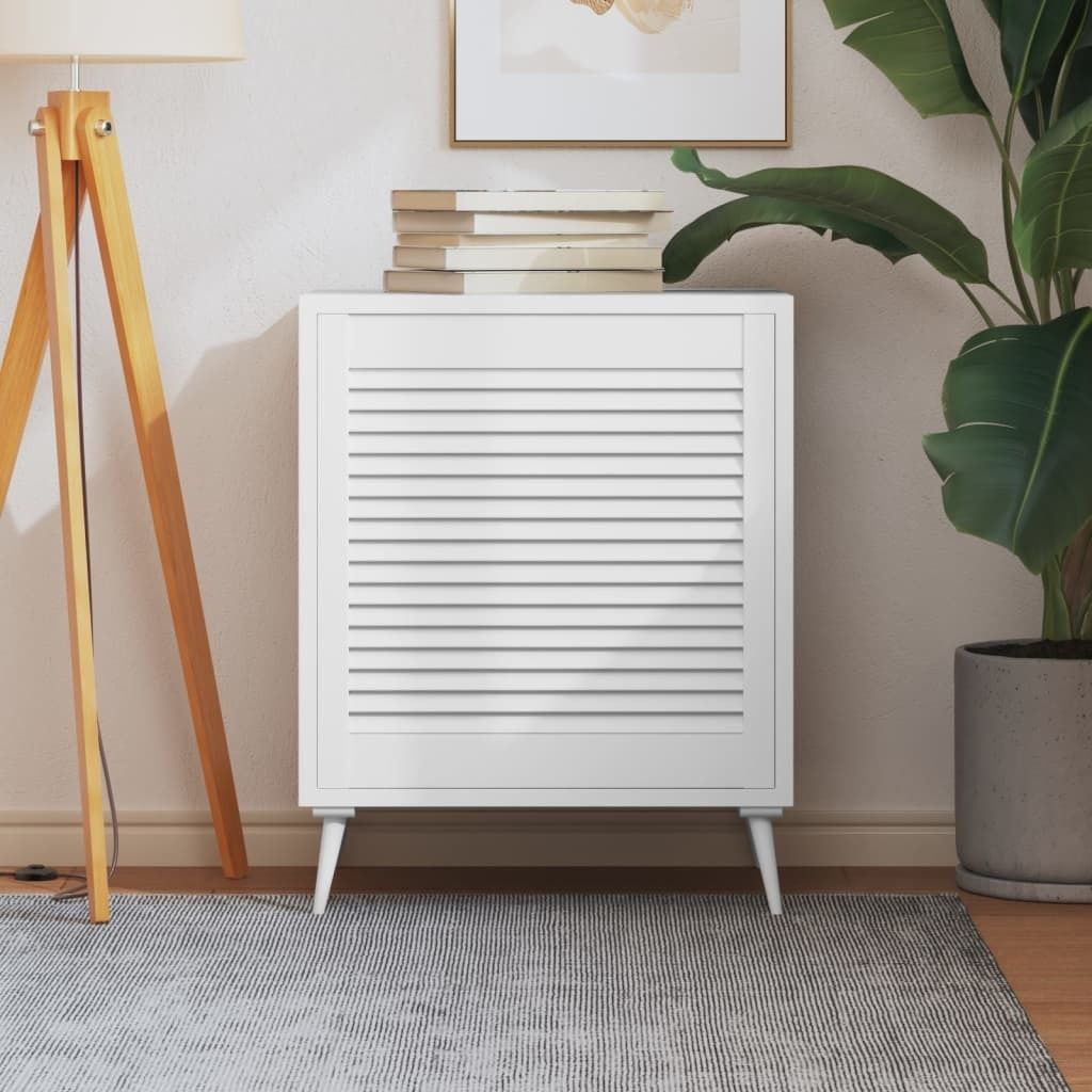 The Living Store Schranktür Lamellen-Design Weiß 61,5x59,4 cm Massivholz Kiefer