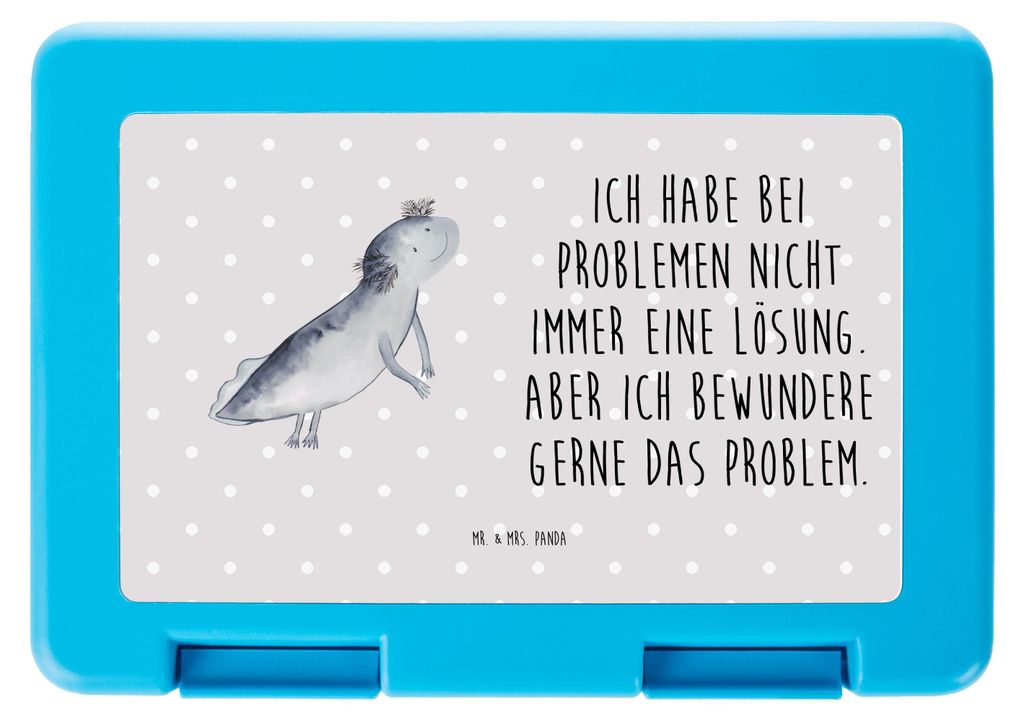 Mr. & Mrs. Panda Lunchbox Axolotl Schwimmen - Grau Pastell - Geschenk, Bentobox, Snackbox, Problem, Meal Prep Box, Essensbox, Lurch, Motivation, Op...