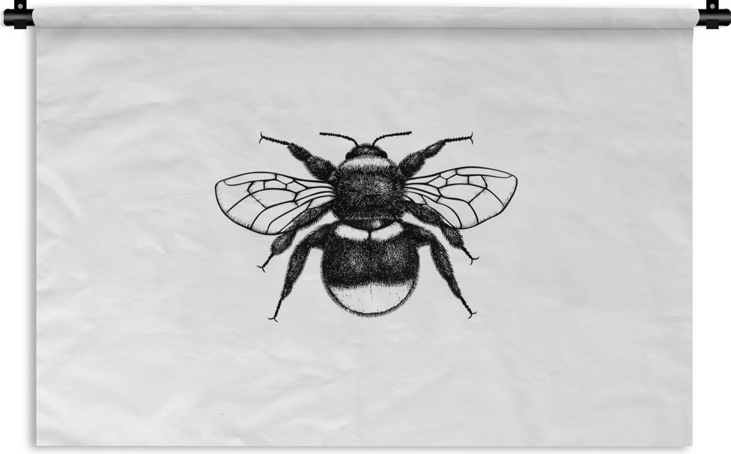 MuchoWow Wandteppich Wandbehang Hummel - Botanisch - Retro - Insekten 150x100 cm Tapisserie Dekoration Wandtuch - Waschbar - Tapisserien - Wand-D...
