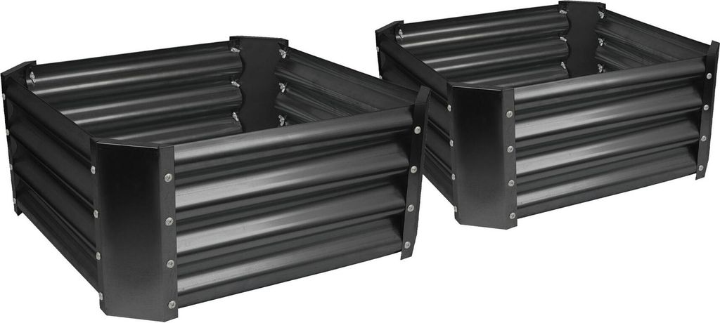 Quadratische Hochbeete aus verzinktem Stahl – 60 cm x 60 cm – Anthrazit – 2er-Pack