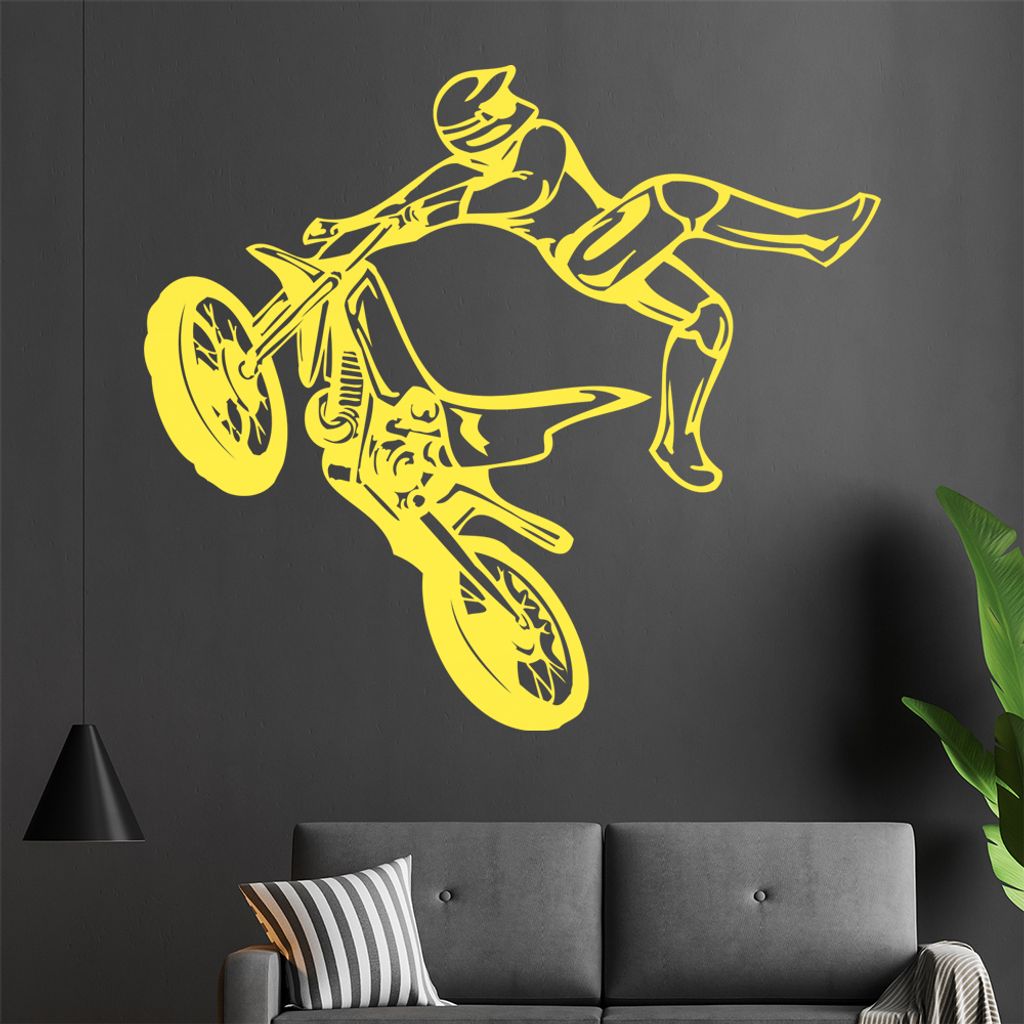 Motocross Jump Wandtattoo in 6 Größen - Wandaufkleber Wall Sticker - Dekoration, Küche, Wohnzimmer, Schlafzimmer, Badezimmer