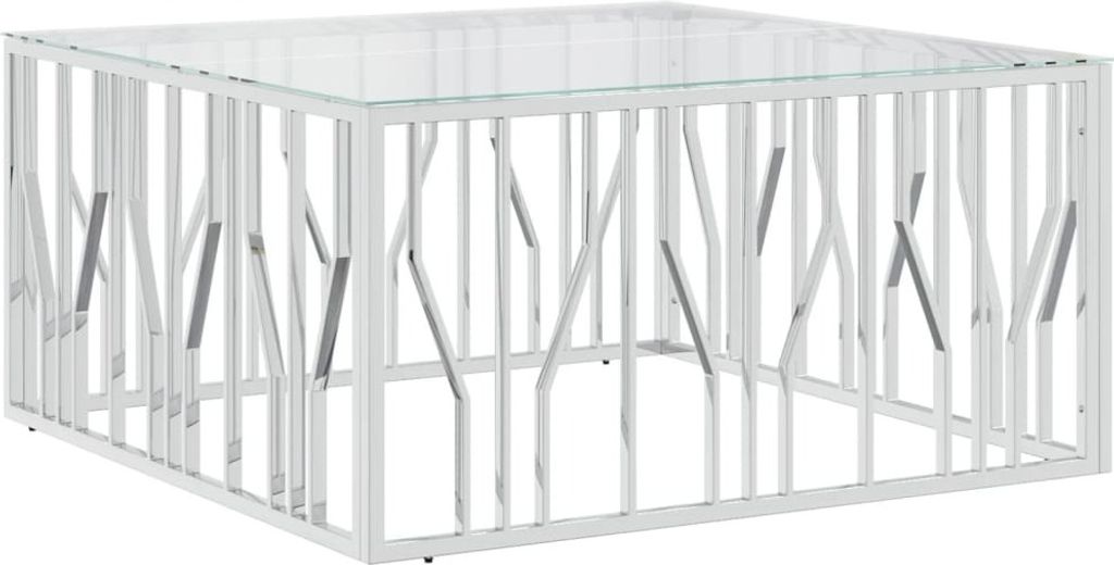 Couchtisch 100x100x50 cm Edelstahl und Glas