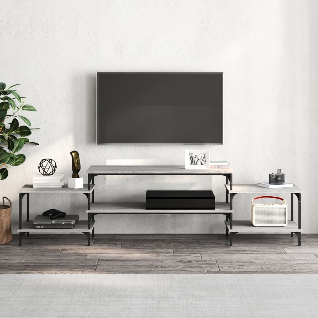 "im Sonderangebot"TV-Schrank Industriestil - CLORIS - Fernsehenschrank - Grau Sonoma 197x35x52 cm Holzwerkstoff - NeuMöbel3048203