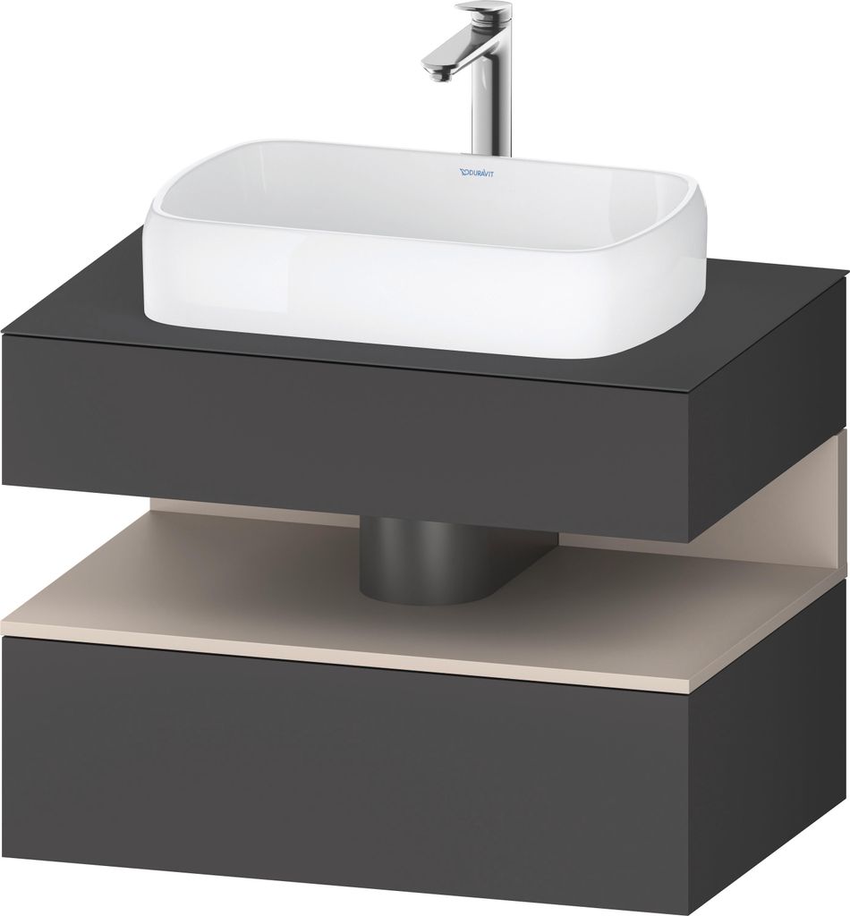 Duravit Qatego Konsolenwaschtischunterbau, 1 Auszug, 1 Schubkasten, Ausschnitt mittig, 800x550x600mm, Nische Taupe Matt, QA4730091490010