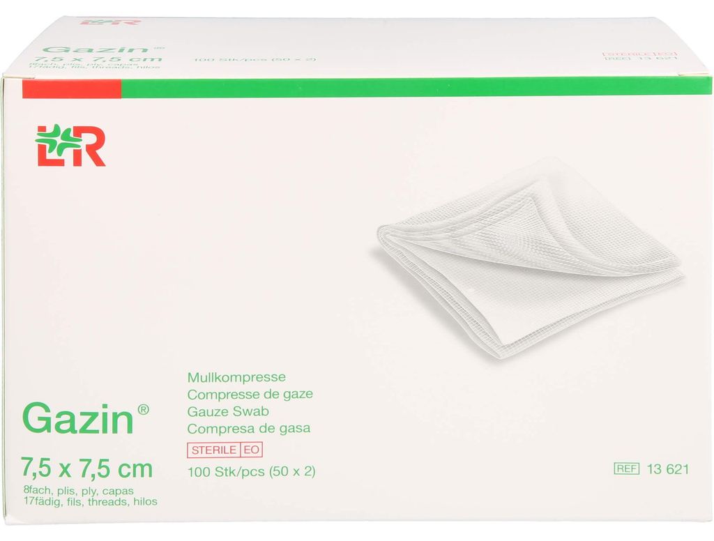 Gazin Kompressen steril 7,5x7,5cm, 100 St. Kompressen Produktbild 