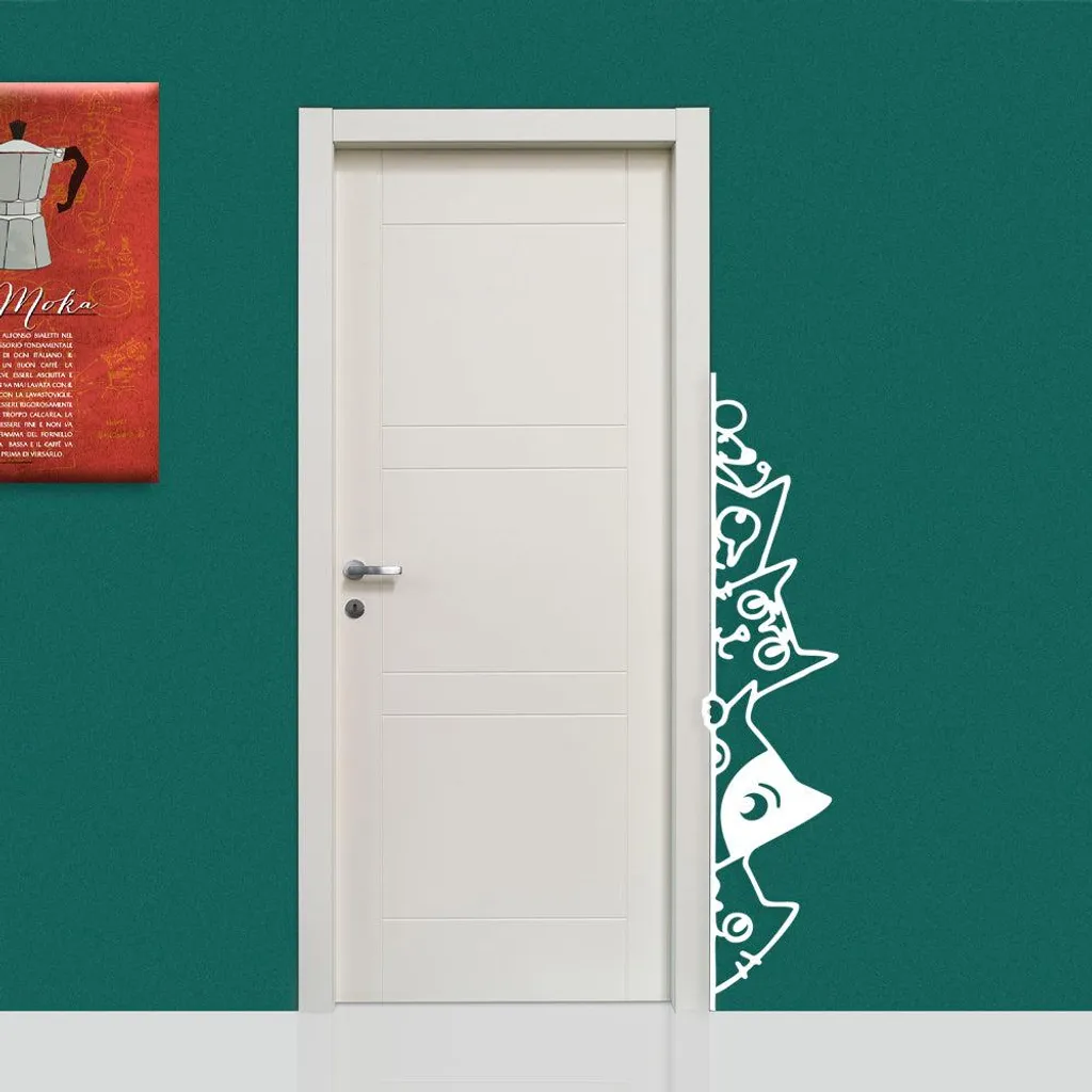 Adesivo da Parete Gatti Bianchi 30x140cm | Decorazione Murale Vinile