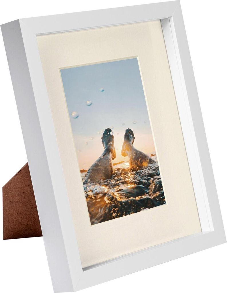Weiß 8 "x 10" 3D Box Fotorahmen mit Elfenbein 4 "x 6" montieren - stehend hängend handwerk schattenbildanzeige - von nicola frühling
