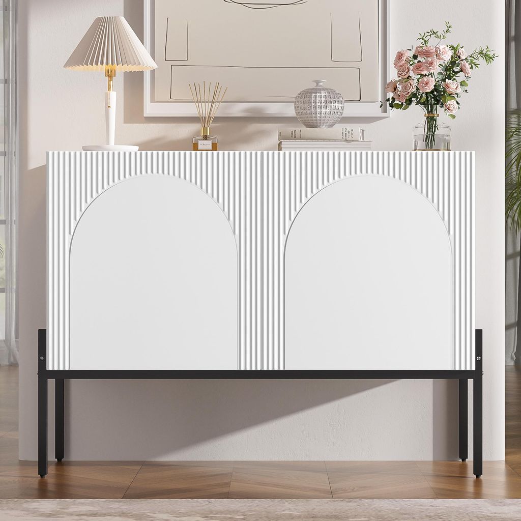 Mueble aparador Flieks con 2 puertas y patas de metal, Imagen del producto 