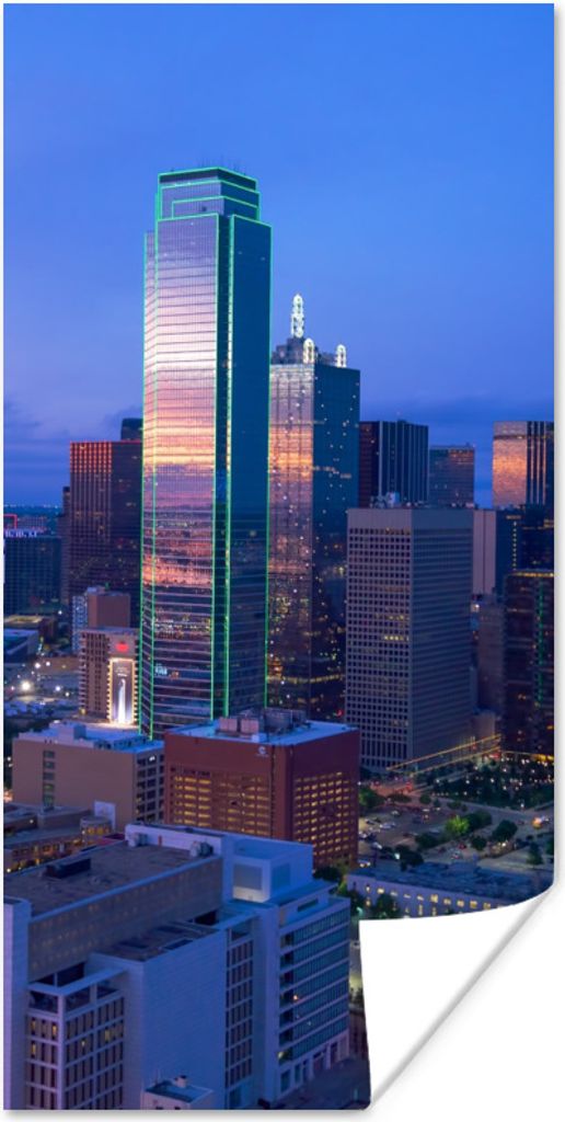 MuchoWow Poster Skyline von Dallas 80x160 cm - Kinderzimmer