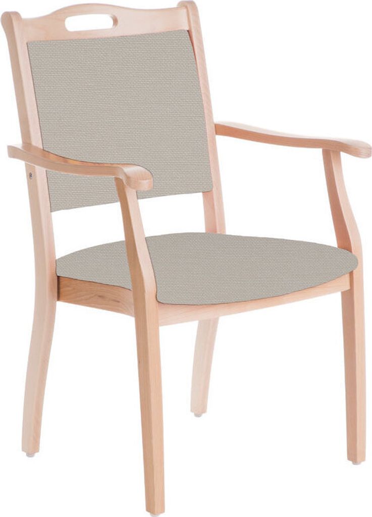 Seniorenstuhl Sabine Armlehnenstuhl Pflegestuhl CleanKunstleder Silvertex Macadamia