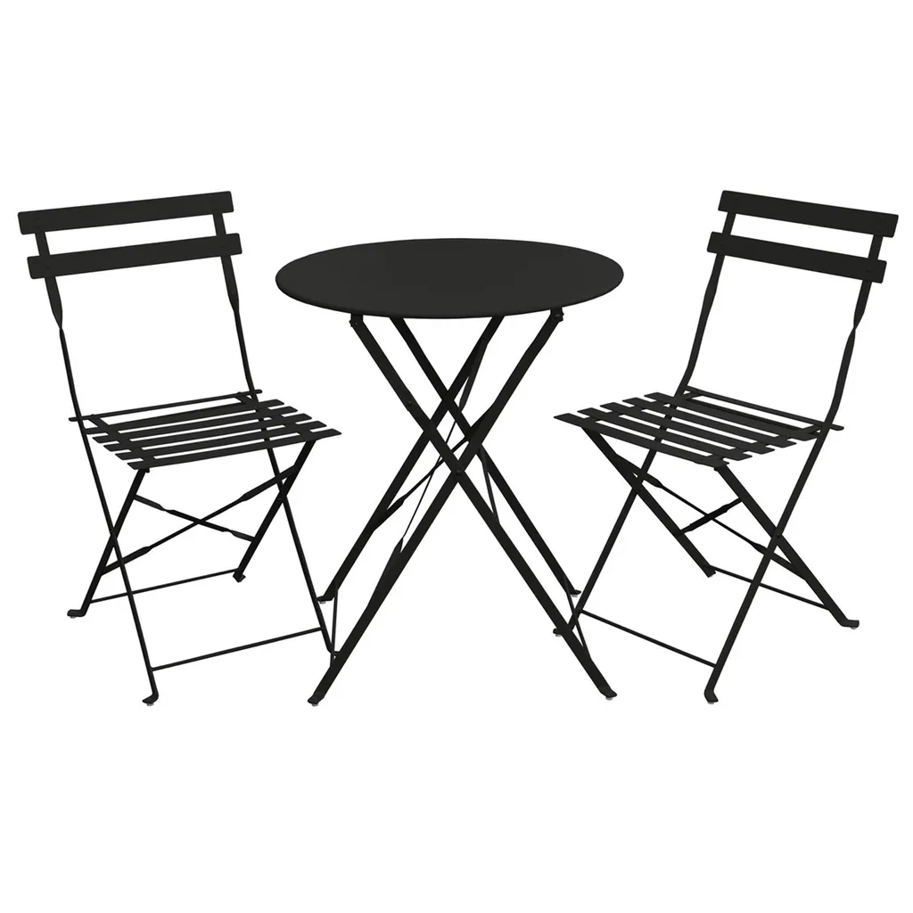 Meubles de Balcon Pliants pour Gagner de l'Espace Ensemble Métal Noir