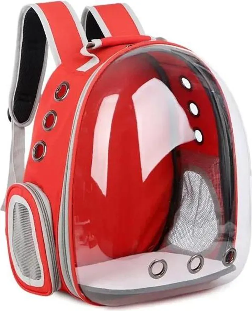Zaino Trasportino Rosso Panoramico | Design Ergonomico per Gatti - 1