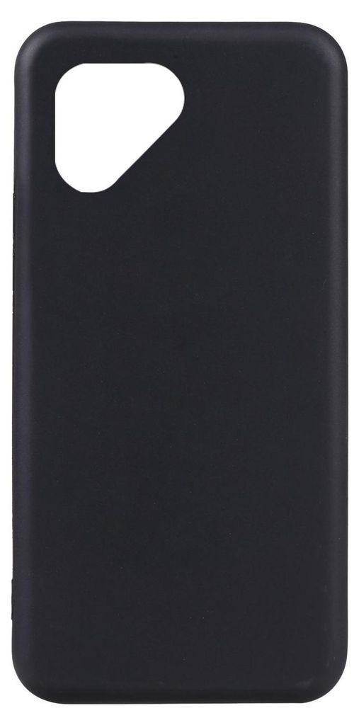 A black phone case is shown against a white background.