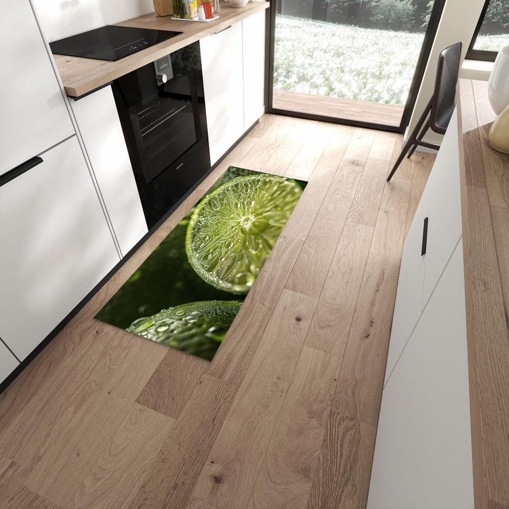 Küchenteppich 60x150cm rutschfest & abwischbar PVC Läufer - Limetten von Frische