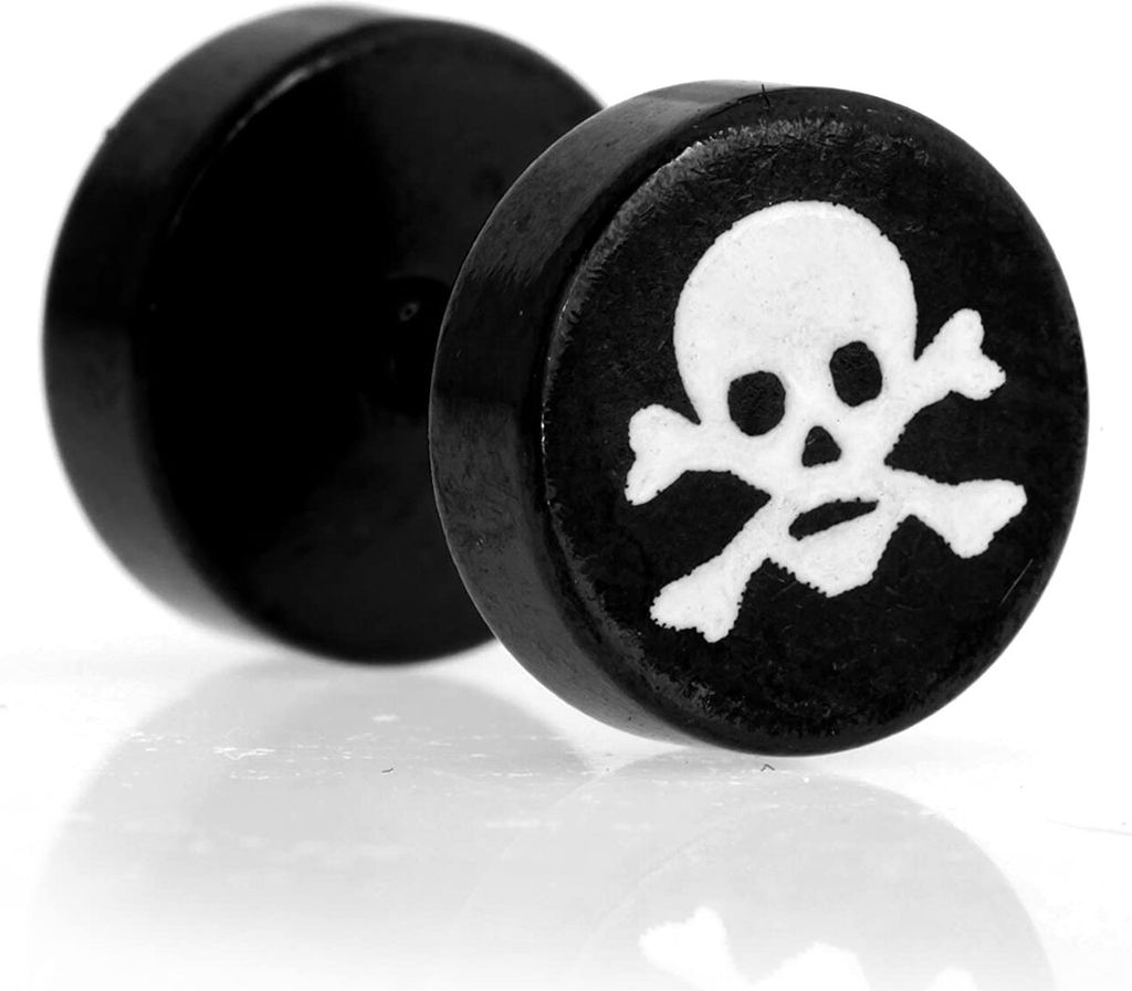 Ohrstecker Ear Fake Plug Logo Pirate Blackline 7mm Ohrpiercing